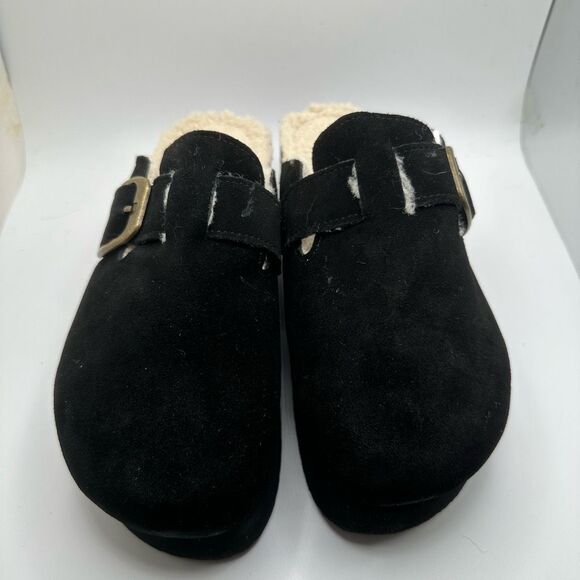 CUSHIONAIRE Women's Granola Fur Genuine Suede Faux Fur Lined Cork Footbed Platfo - Picture 2 of 7